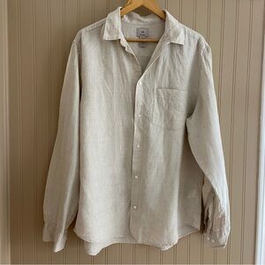 H&M 100% Linen Regular Fit Men’s Button Down Shirt Size Large